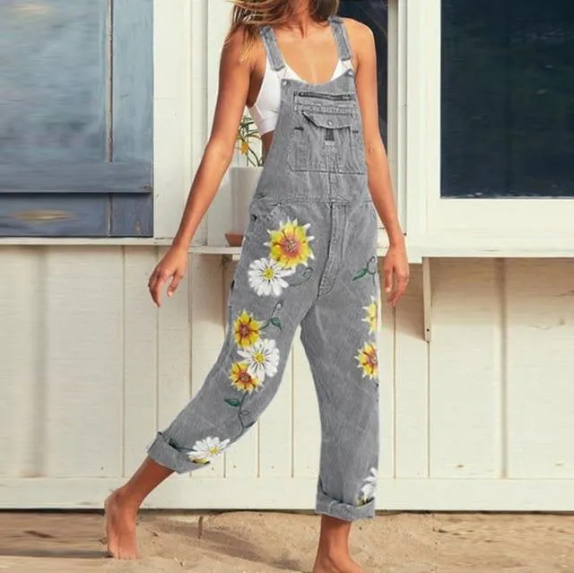 Hippie Peace Floral Denim Overall