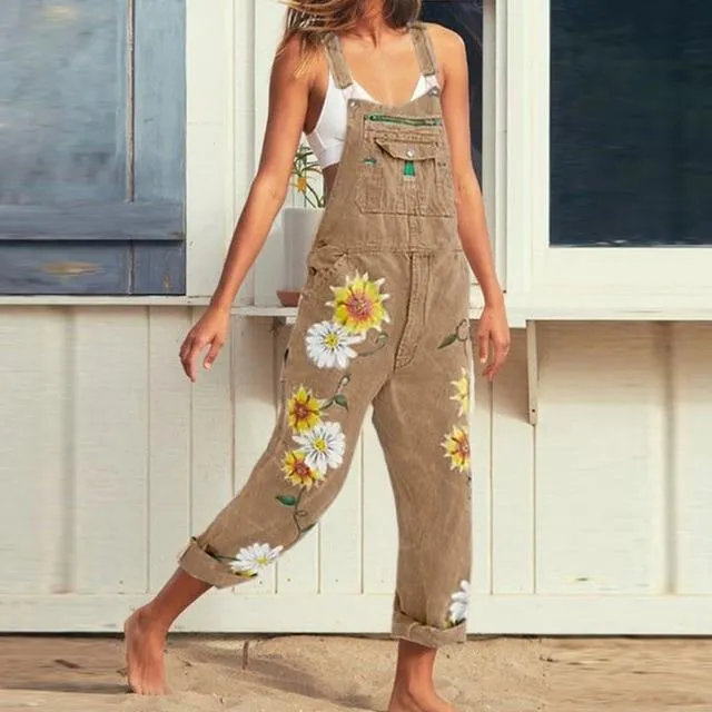 Hippie Peace Floral Denim Overall