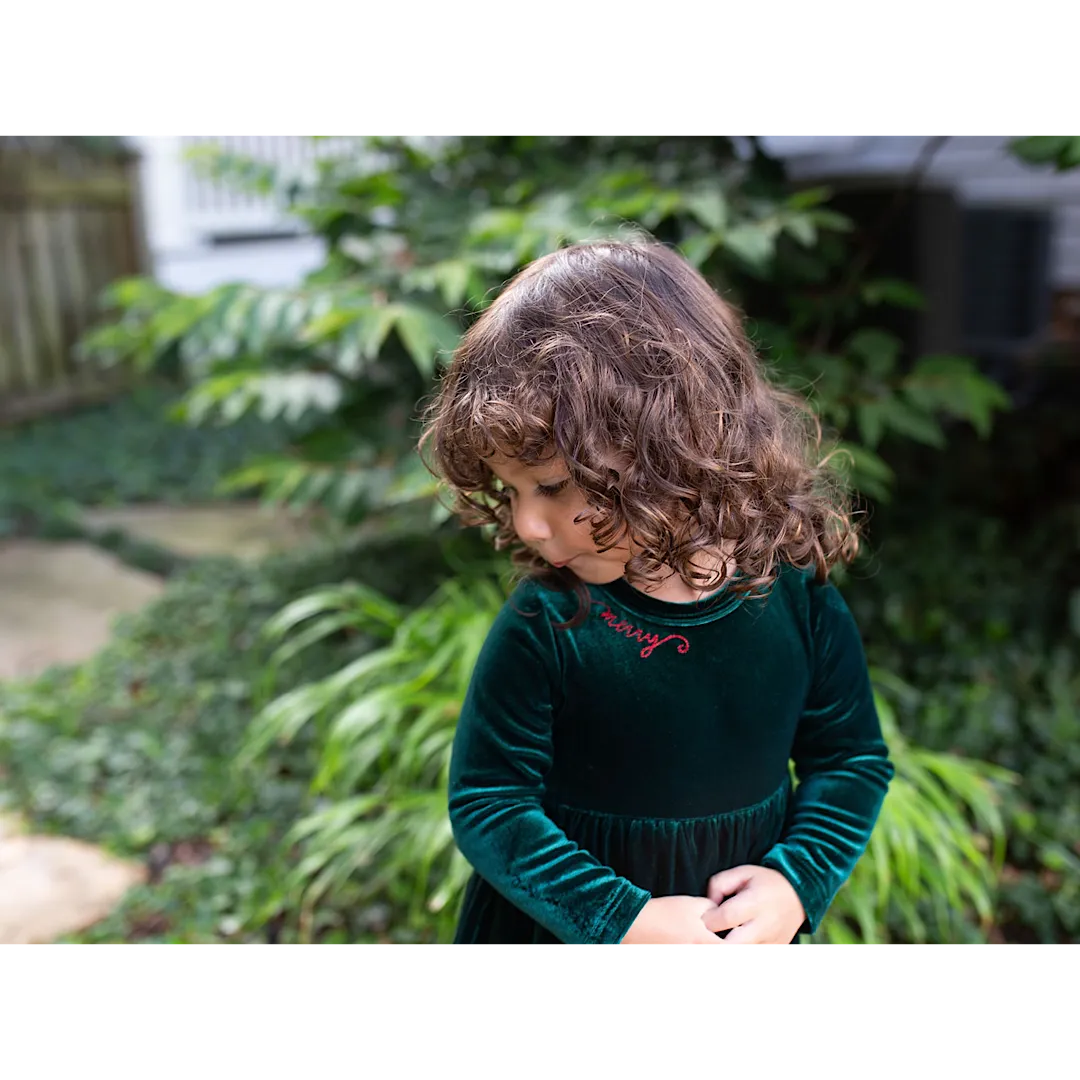 Holiday Bubble Romper in Emerald Velvet