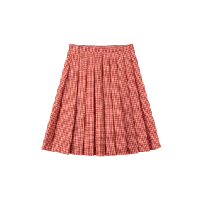 houndstooth pleated skirt - red houndstooth