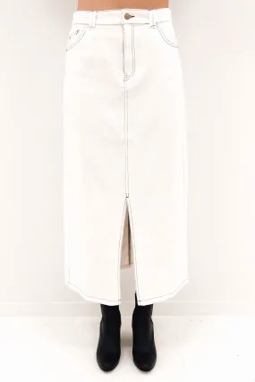 Indiana Denim Midi Skirt White