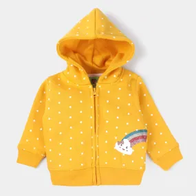 Infant Girls Fleece Knitted Jacket Clouds-Golden Rod