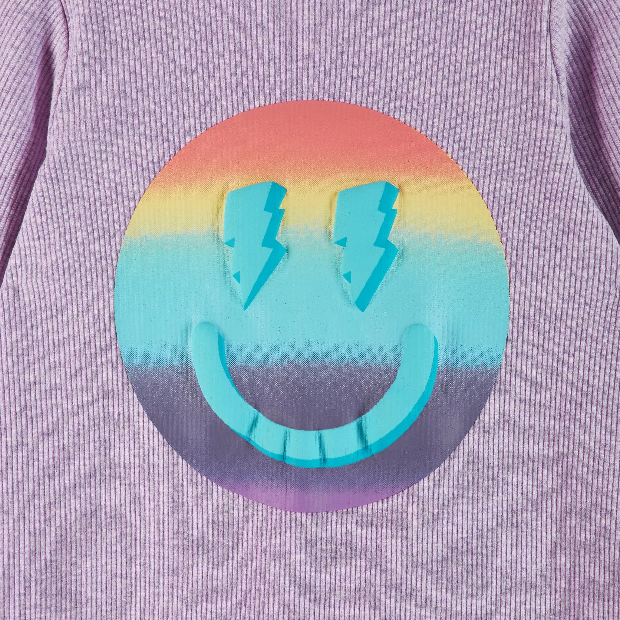 Infant Lavendar Long Sleeve Romper Set | Smiley Graphic