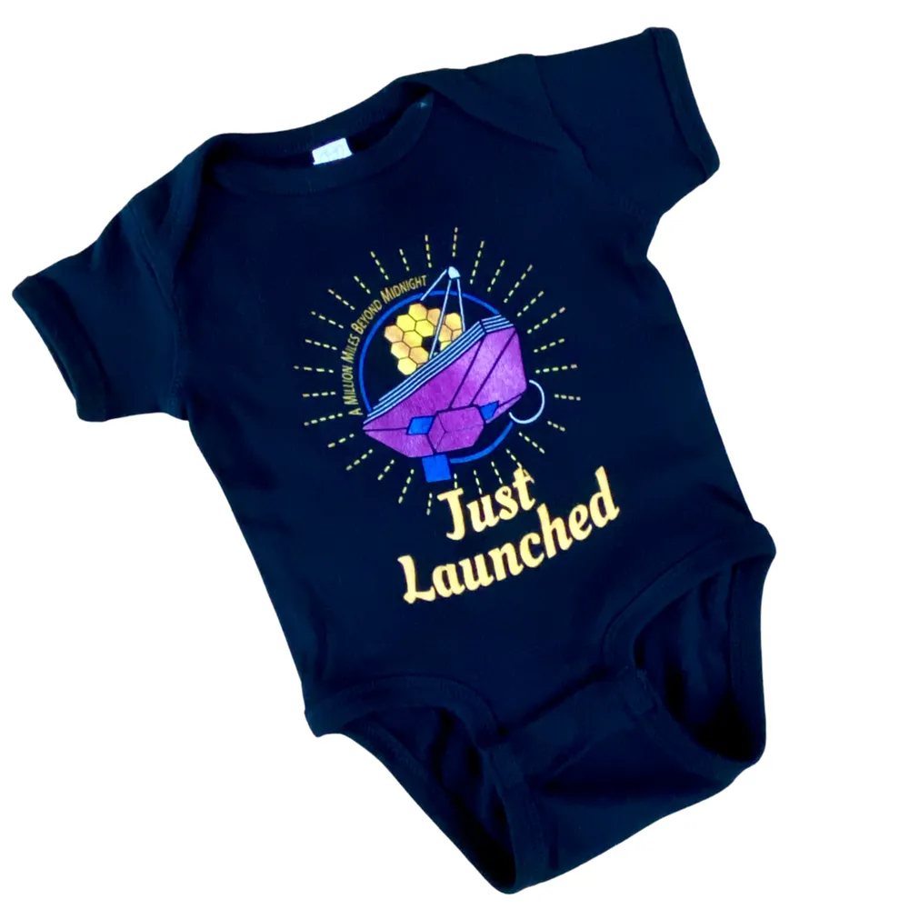 JWST Beyond Midnight "Just Launched" baby bodysuit