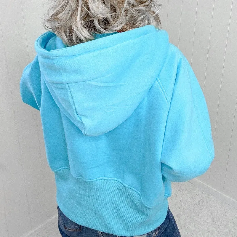 Kenna Aqua Blue Quater Zip Pullover Hoodie