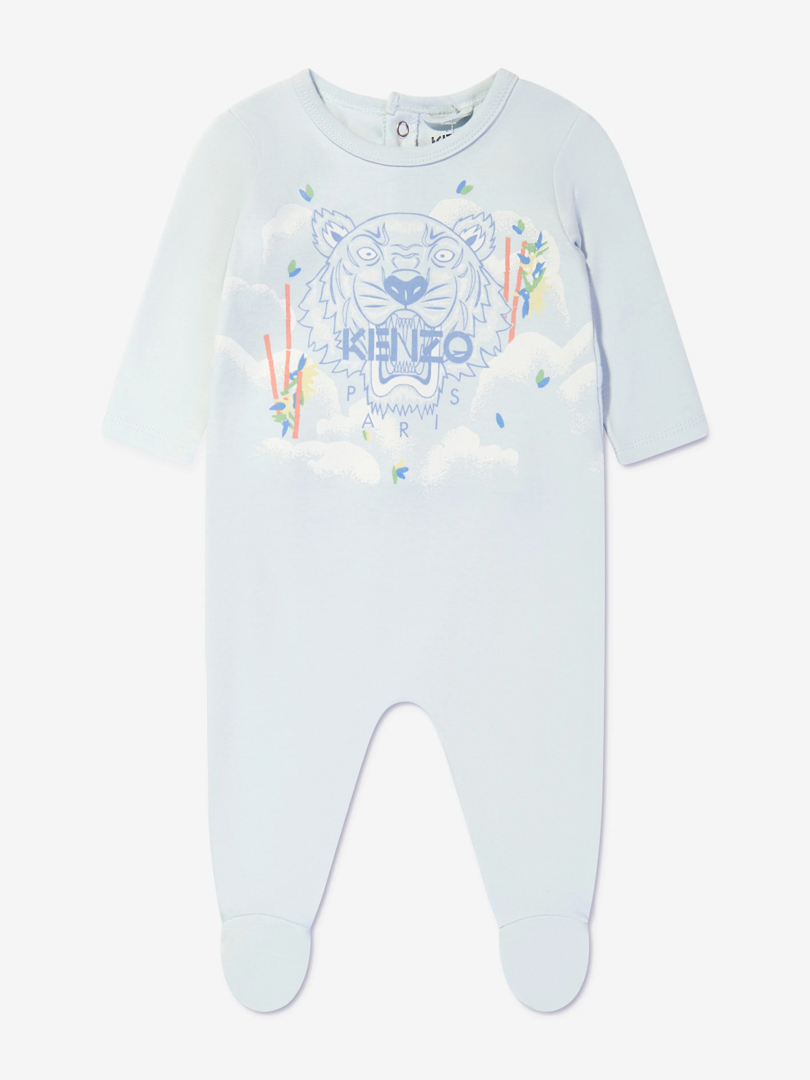 KENZO Baby Boys Organic Cotton Tiger Babygrow in Blue