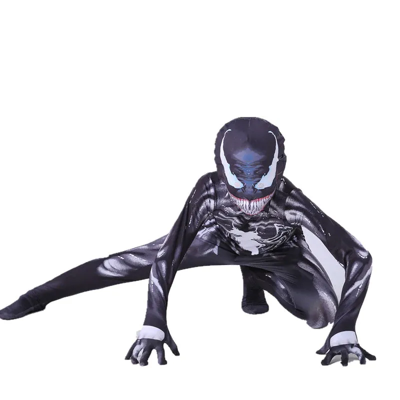 Kids Venom Costume Halloween Superhero Boys Child Bodysuit Jumpsuit Cosplay Suit