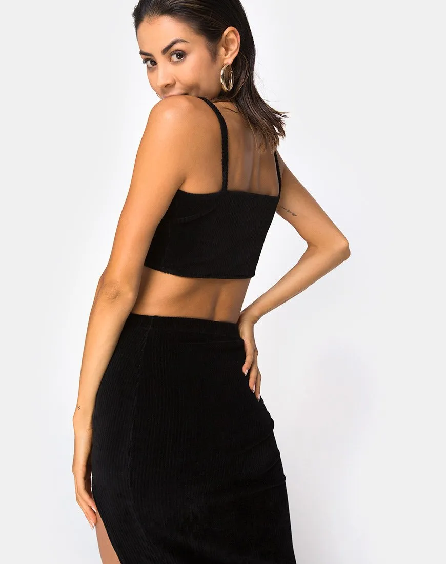 Kylie Top in Velvet Rib Black