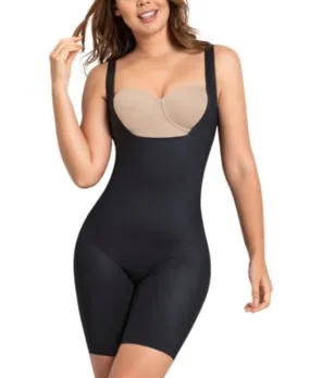 Leonisa Womens Undetectable Step-in Mid-Thigh Body Shaper in Black , Medium