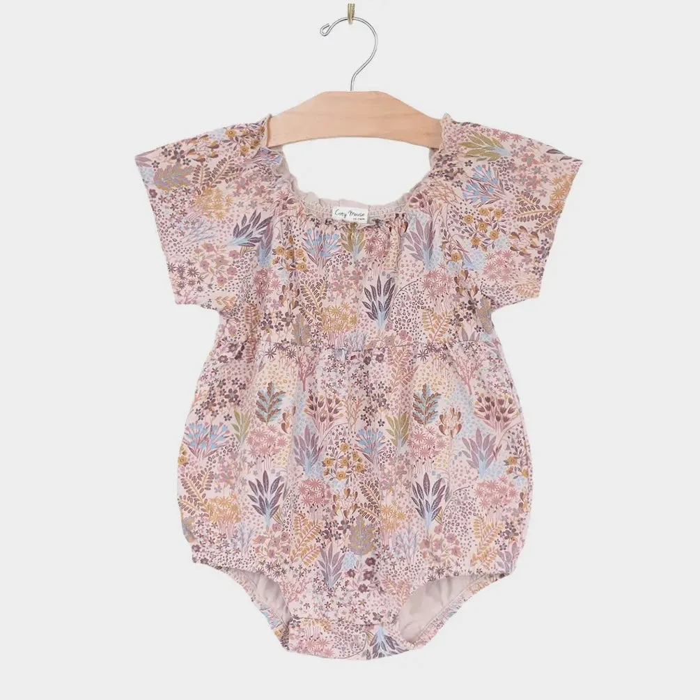 Lilac Floral Flutter Sleeve Romper