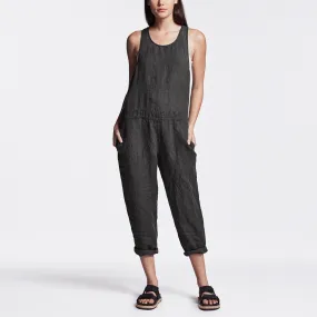 Linen Racerback Romper - Carbon Pigment