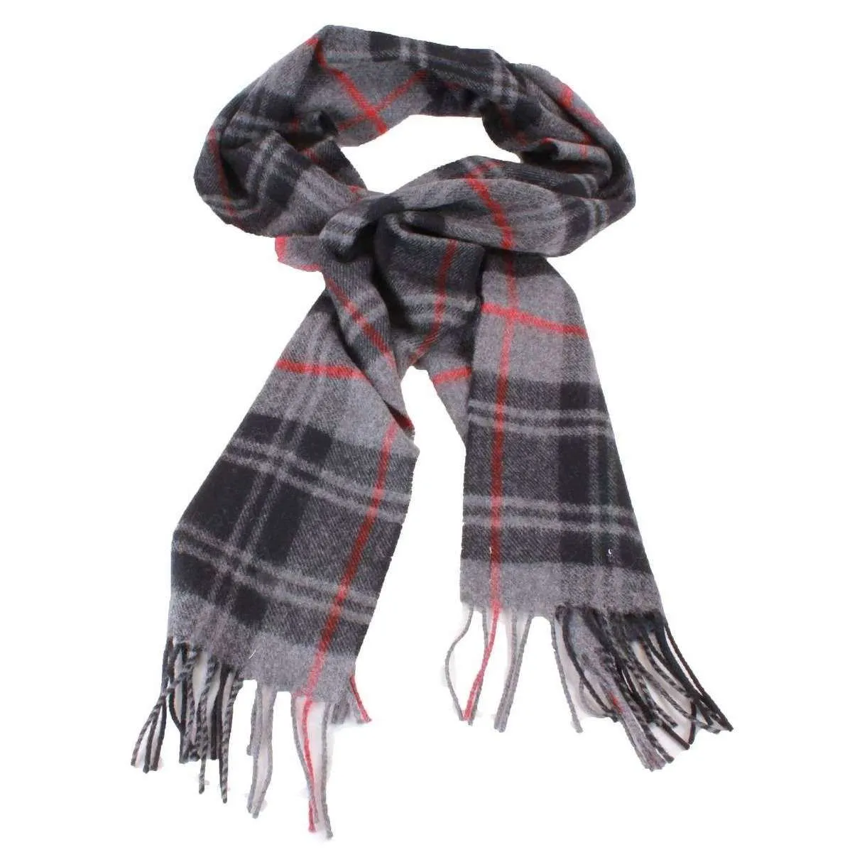 Locharron of Scotland Bowhill Moffat Lambswool Tartan Scarf - Grey/Black/Red