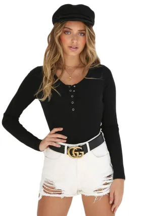 Long Sleeve Button Front Bodysuit