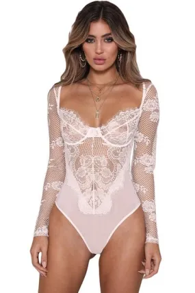 Long Sleeve Underwire Lace Bodysuit