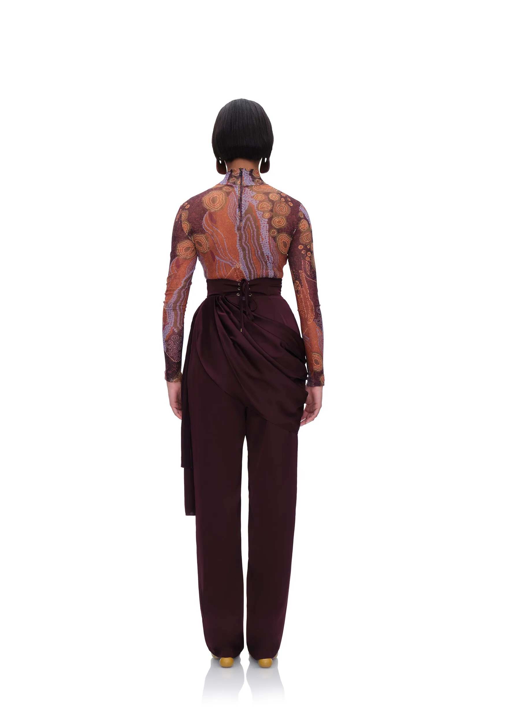 LOTI DRAPE PANTS - BERRY