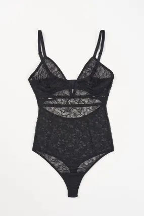 Marie Soft Plunge V Wire Bodysuit | Black