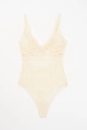 Marie Soft Plunge V Wire Bodysuit | Ecru