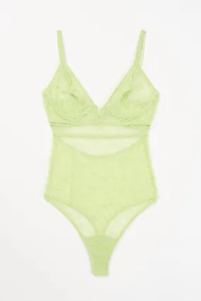 Marie Soft Plunge V Wire Bodysuit | Matcha