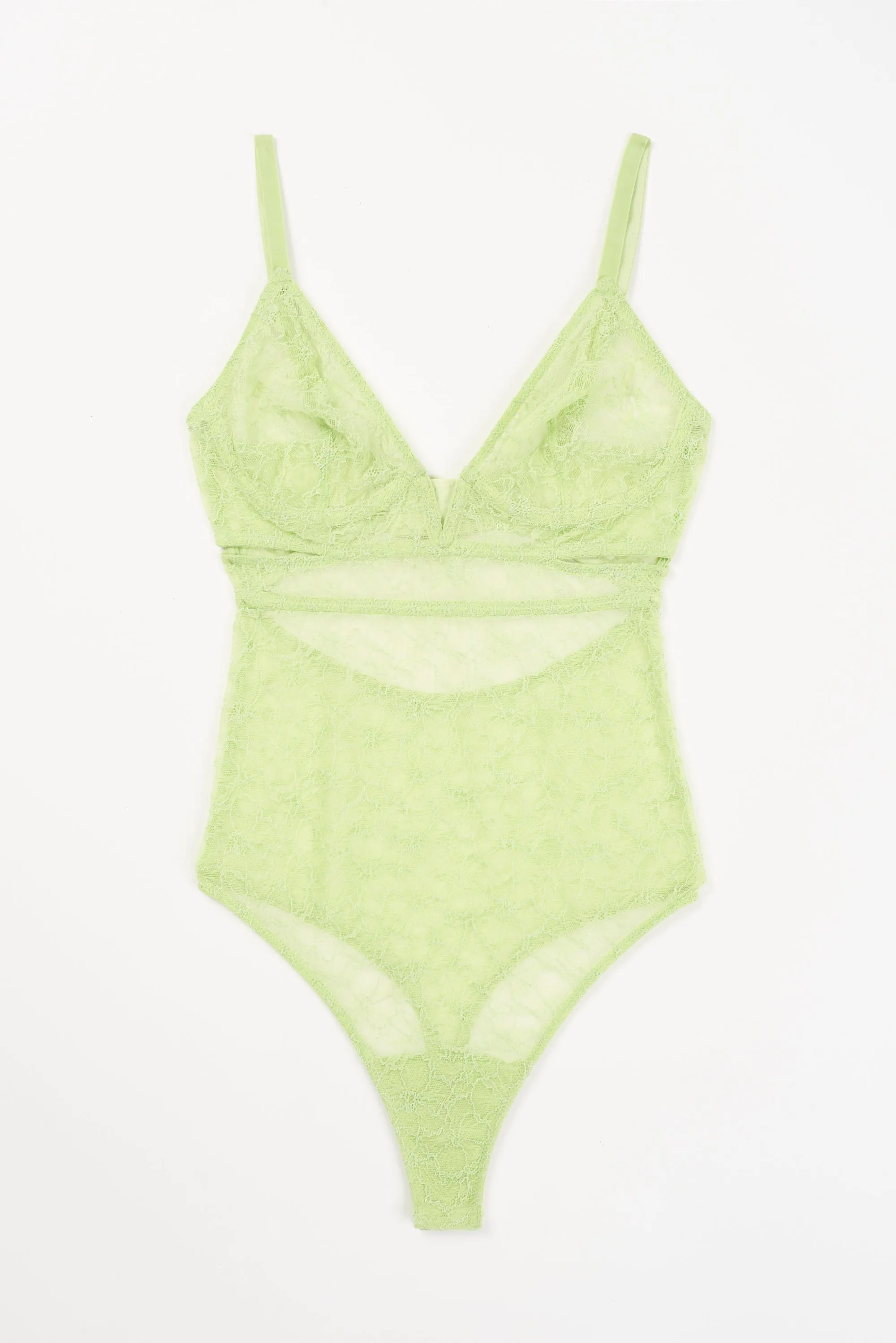 Marie Soft Plunge V Wire Bodysuit | Matcha