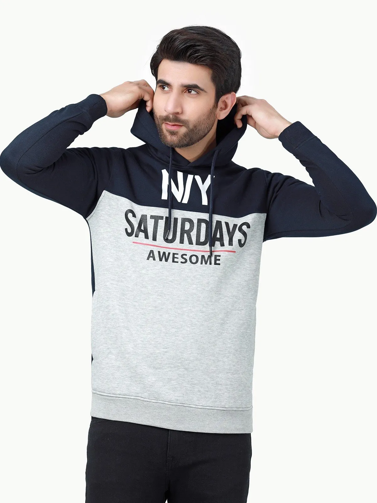 Men's Navy & Grey Hoodie - EMTH22-003