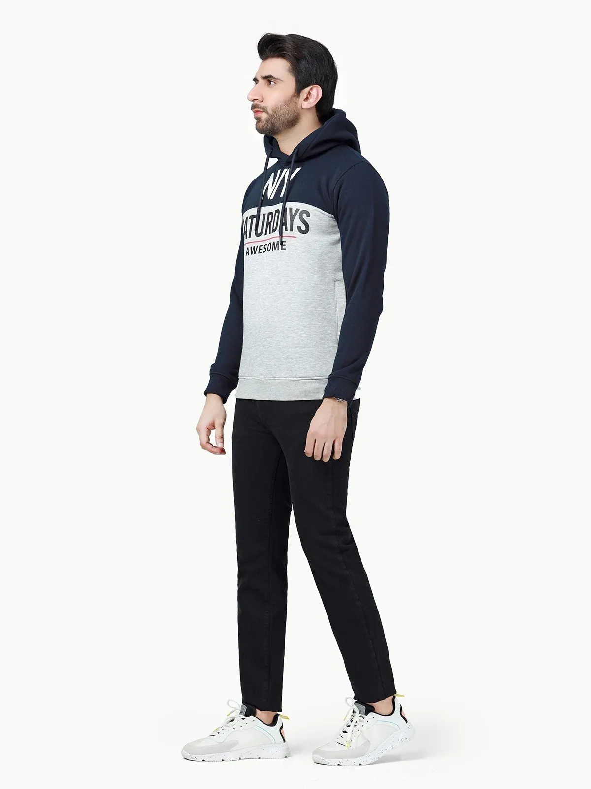 Men's Navy & Grey Hoodie - EMTH22-003