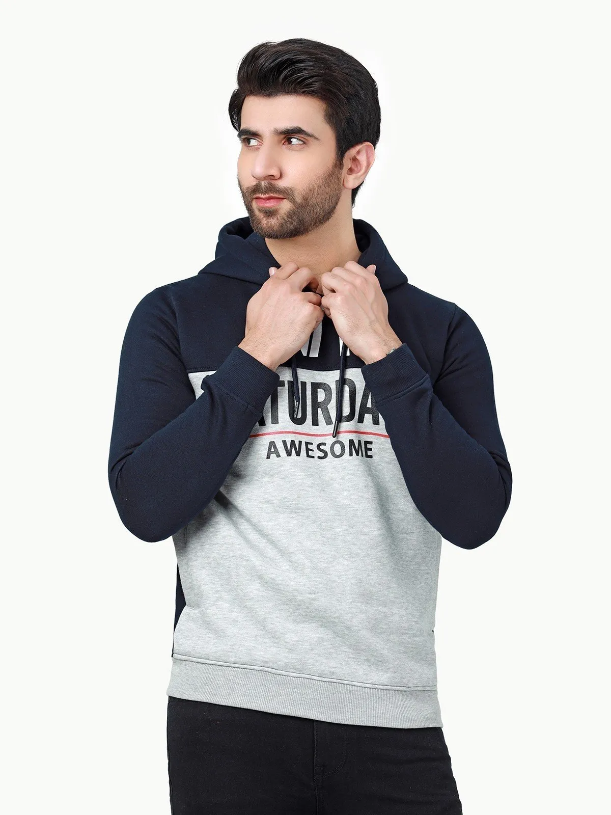 Men's Navy & Grey Hoodie - EMTH22-003