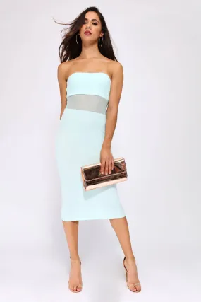 Mint Bandeau Mesh Panel Bodycon Midi