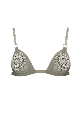 Mu Micro Silver Latex Triangle Bra