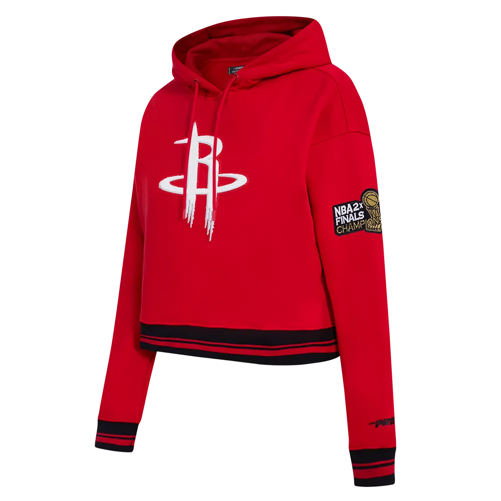 NBA HOUSTON ROCKETS RETRO CLASSIC WOMEN'S CROPPED PO HOODIE (RED/BLACK)