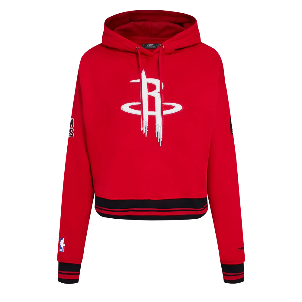 NBA HOUSTON ROCKETS RETRO CLASSIC WOMEN'S CROPPED PO HOODIE (RED/BLACK)