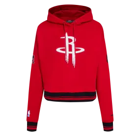 NBA HOUSTON ROCKETS RETRO CLASSIC WOMEN'S CROPPED PO HOODIE (RED/BLACK)