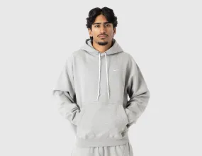 Nike Solo Swoosh Fleece Pullover Hoodie Dark Grey Heather / White