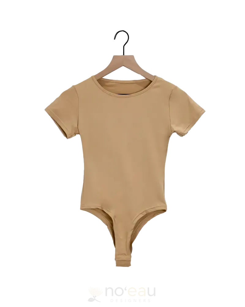 NOEAU - Round Collar Cream Thong Bodysuit