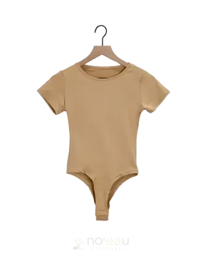 NOEAU - Round Collar Cream Thong Bodysuit