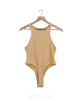 NOEAU - Sleeveless Cream Thong Bodysuit