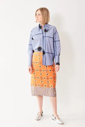 Odeeh Silk Abstract Trellis Motif Skirt