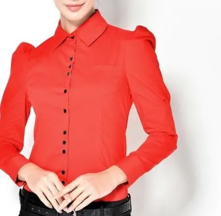 Office Lady Body Shirts - Elegant Fashion, Solid Pattern, Comfortable Fit