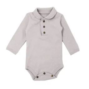 Organic Fog Gray Dots Polo Bodysuit