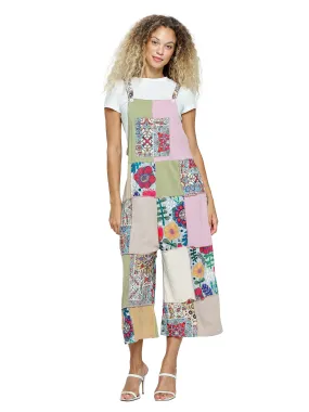 Overall Hippie Floral Patchwork