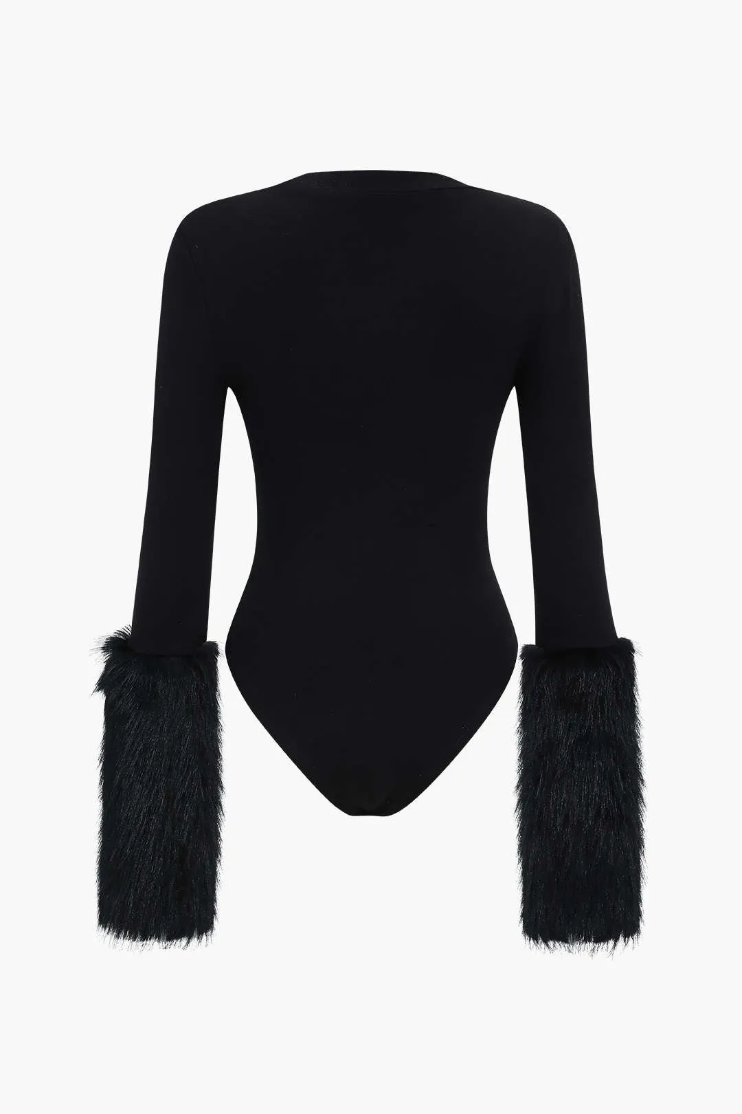 Patchwork Fur Long Sleeve Bodysuit