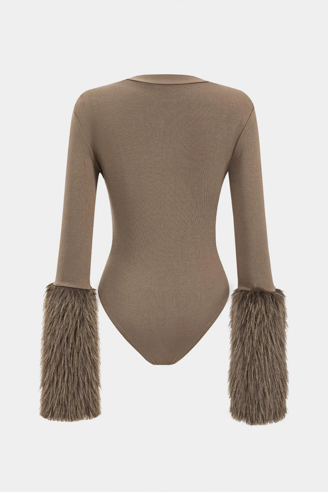 Patchwork Fur Long Sleeve Bodysuit