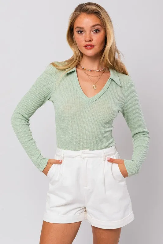 Percy Long Sleeve Collared Bodysuit