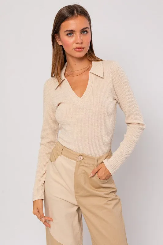 Percy Long Sleeve Collared Bodysuit