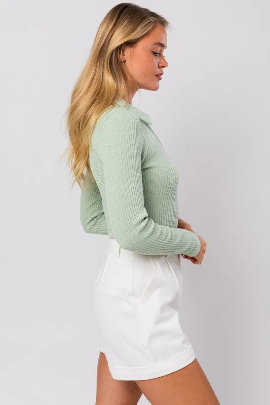 Percy Long Sleeve Collared Bodysuit