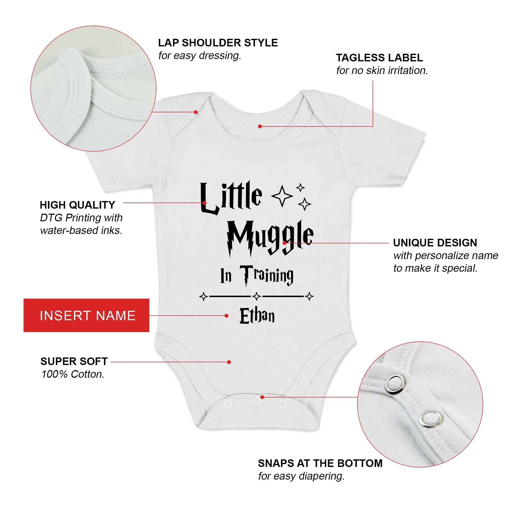 [Personalized] Endanzoo Baby Gift Bundle I Organic Baby Onesie & Photo Props - Little Muggle in Training