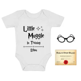 [Personalized] Endanzoo Baby Gift Bundle I Organic Baby Onesie & Photo Props - Little Muggle in Training