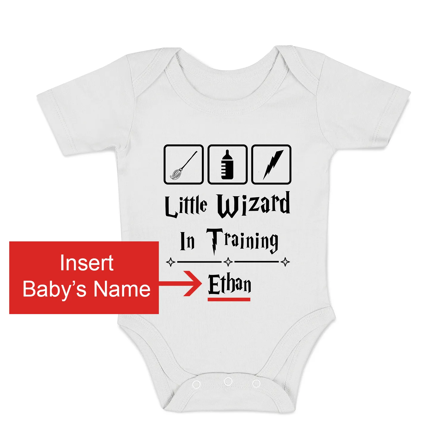 [Personalized] Endanzoo Baby Gift Bundle I Organic Baby Onesie & Photo Props - Little Wizard in Training