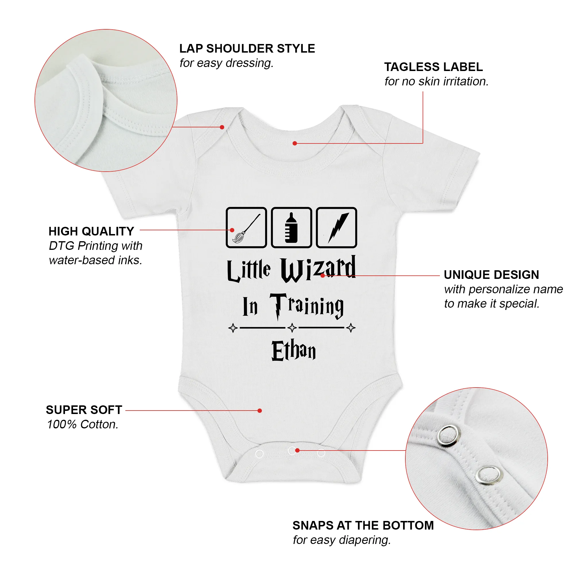 [Personalized] Endanzoo Baby Gift Bundle I Organic Baby Onesie & Photo Props - Little Wizard in Training