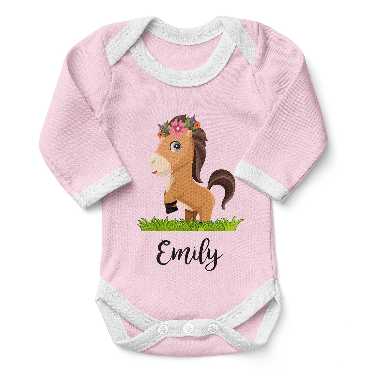 [Personalized] Endanzoo Organic Baby Bodysuit - Horse