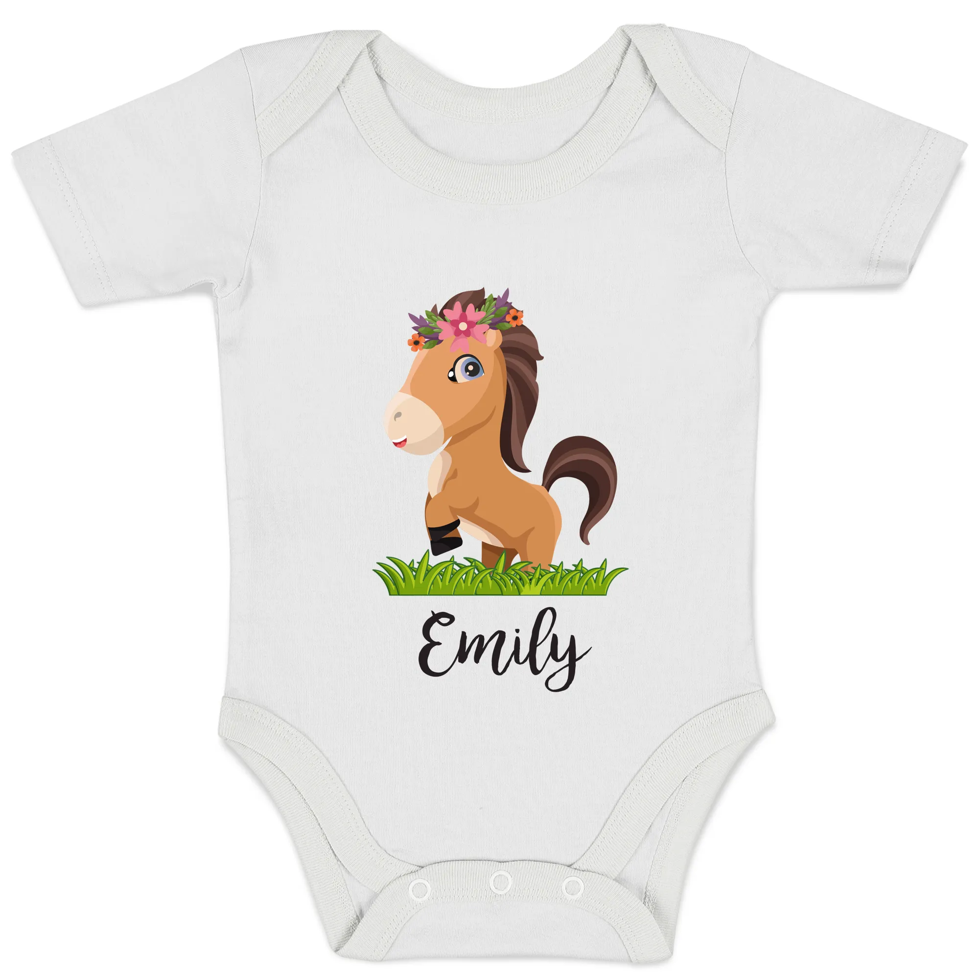 [Personalized] Endanzoo Organic Baby Bodysuit - Horse